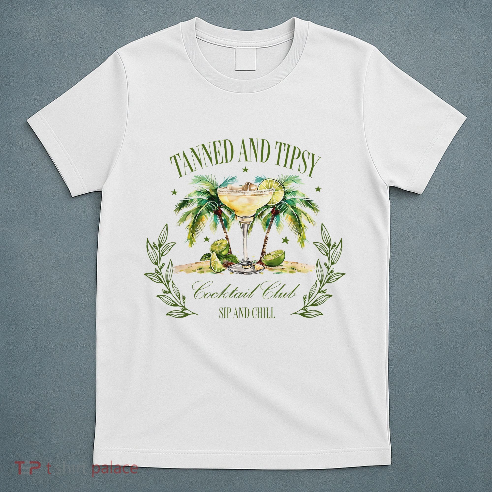Tanned & Tipsy Cocktail Club Sip & Chill Summer Hawaii Beach T-Shirt