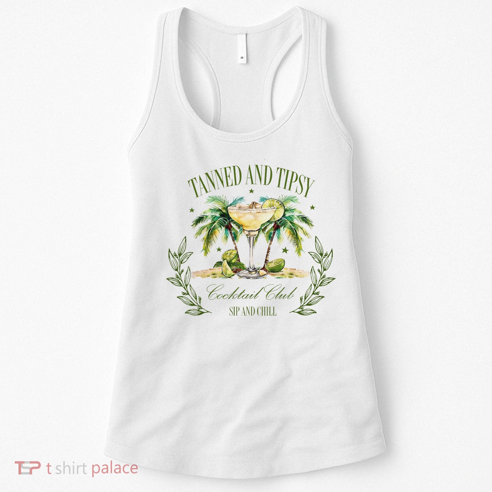 Tanned & Tipsy Cocktail Club Sip & Chill Summer Hawaii Beach Women's Tank Top