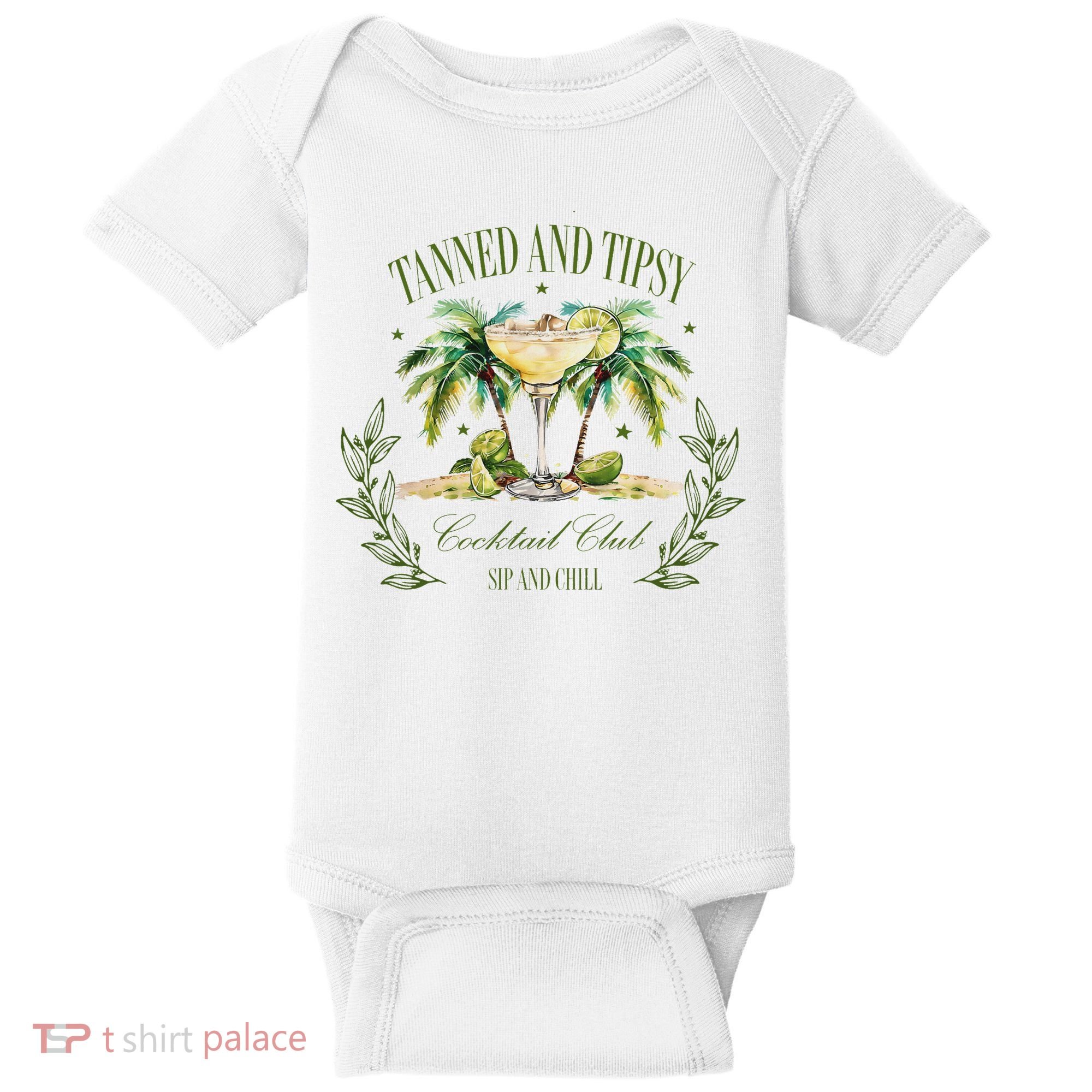 Tanned & Tipsy Cocktail Club Sip & Chill Summer Hawaii Beach Baby Bodysuit