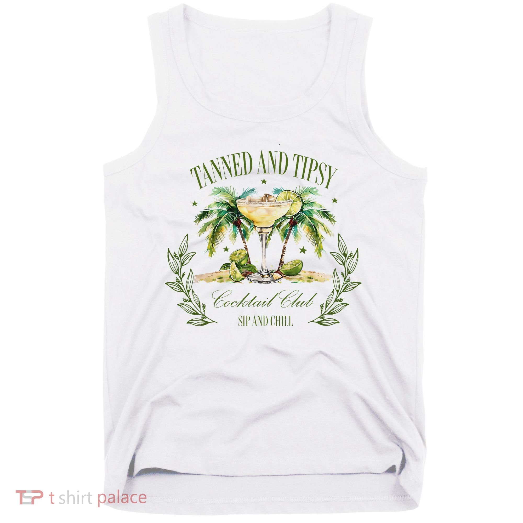 Tanned & Tipsy Cocktail Club Sip & Chill Summer Hawaii Beach Tank Top