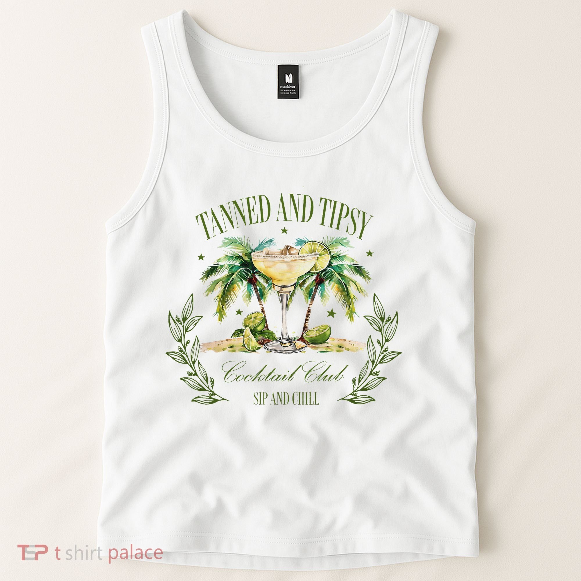 Tanned & Tipsy Cocktail Club Sip & Chill Summer Hawaii Beach Tank Top