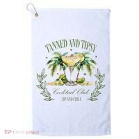Tanned & Tipsy Cocktail Club Sip & Chill Summer Hawaii Beach Golf Towel thumb 0