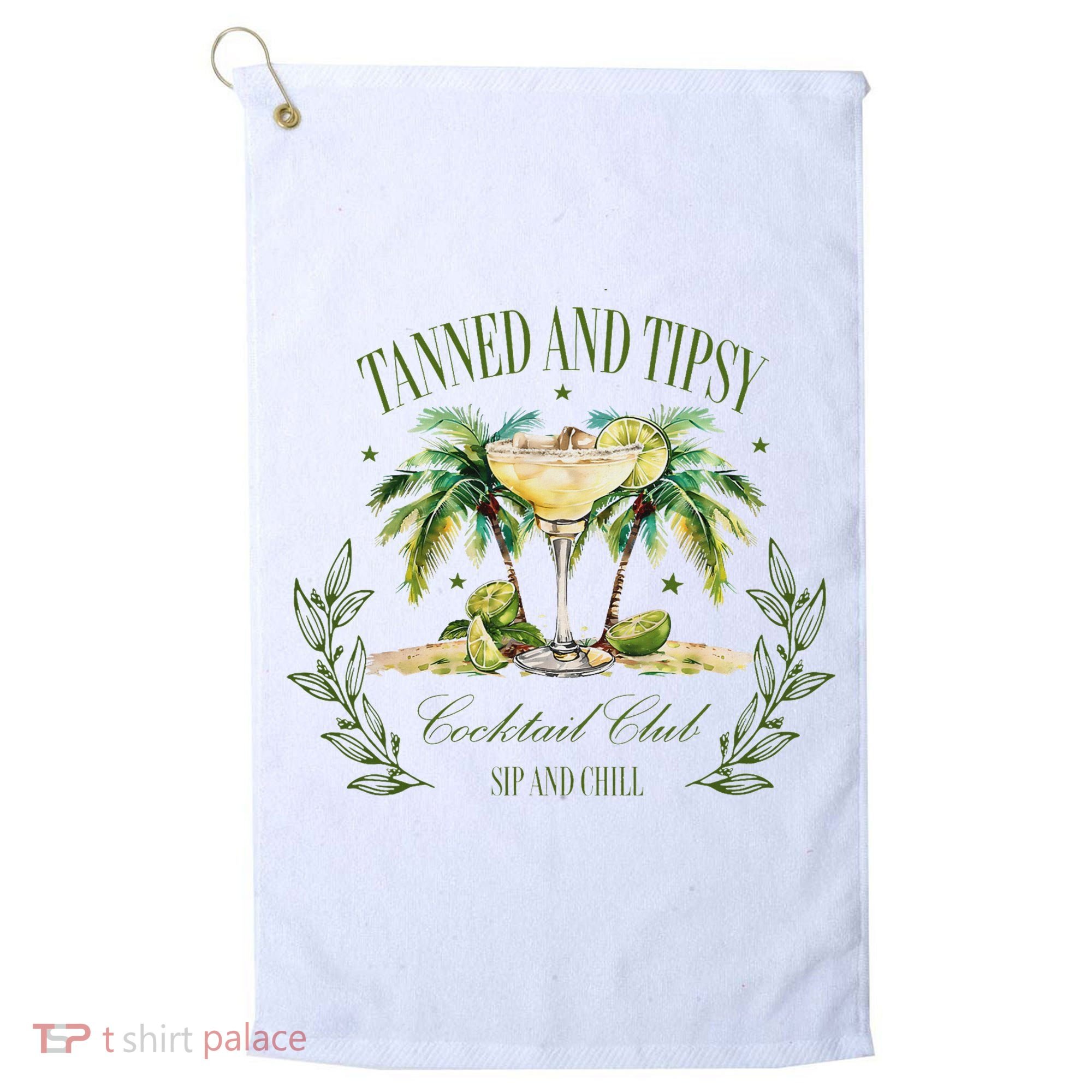 Tanned & Tipsy Cocktail Club Sip & Chill Summer Hawaii Beach Golf Towel
