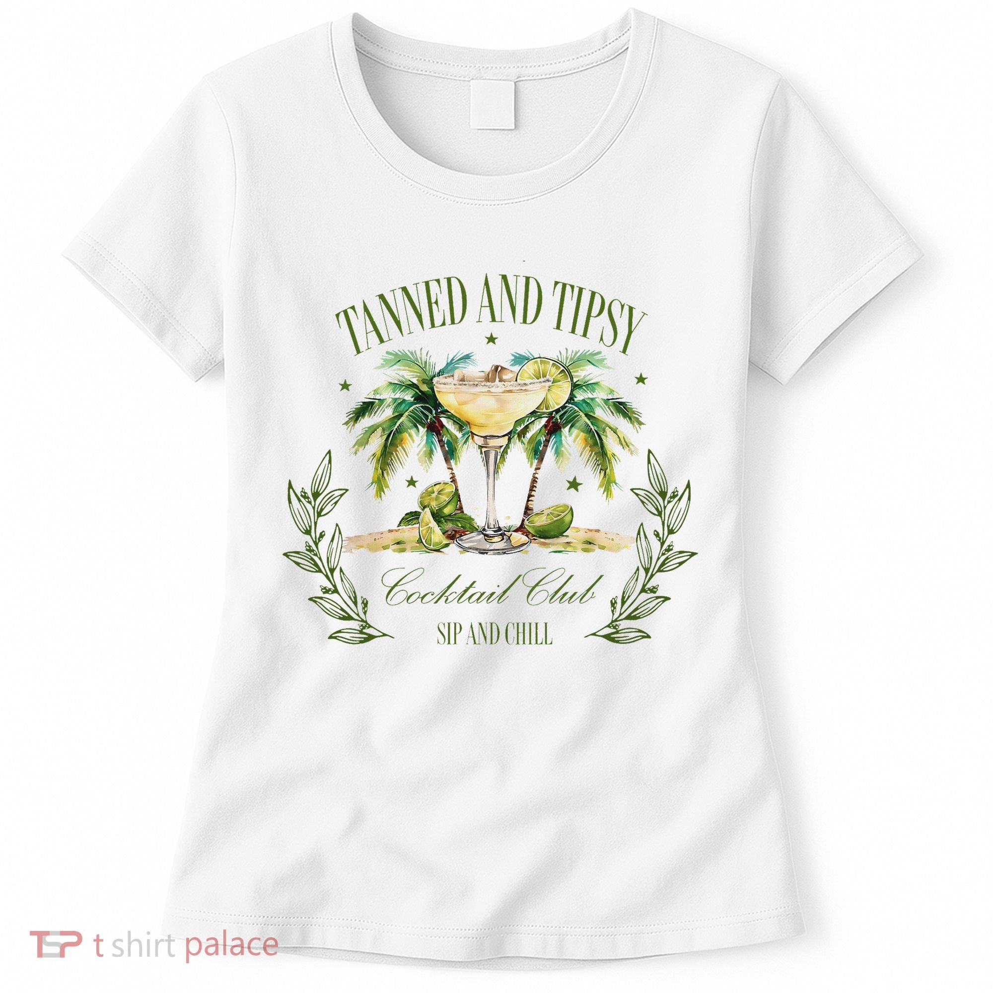 Tanned & Tipsy Cocktail Club Sip & Chill Summer Hawaii Beach Women's T-Shirt