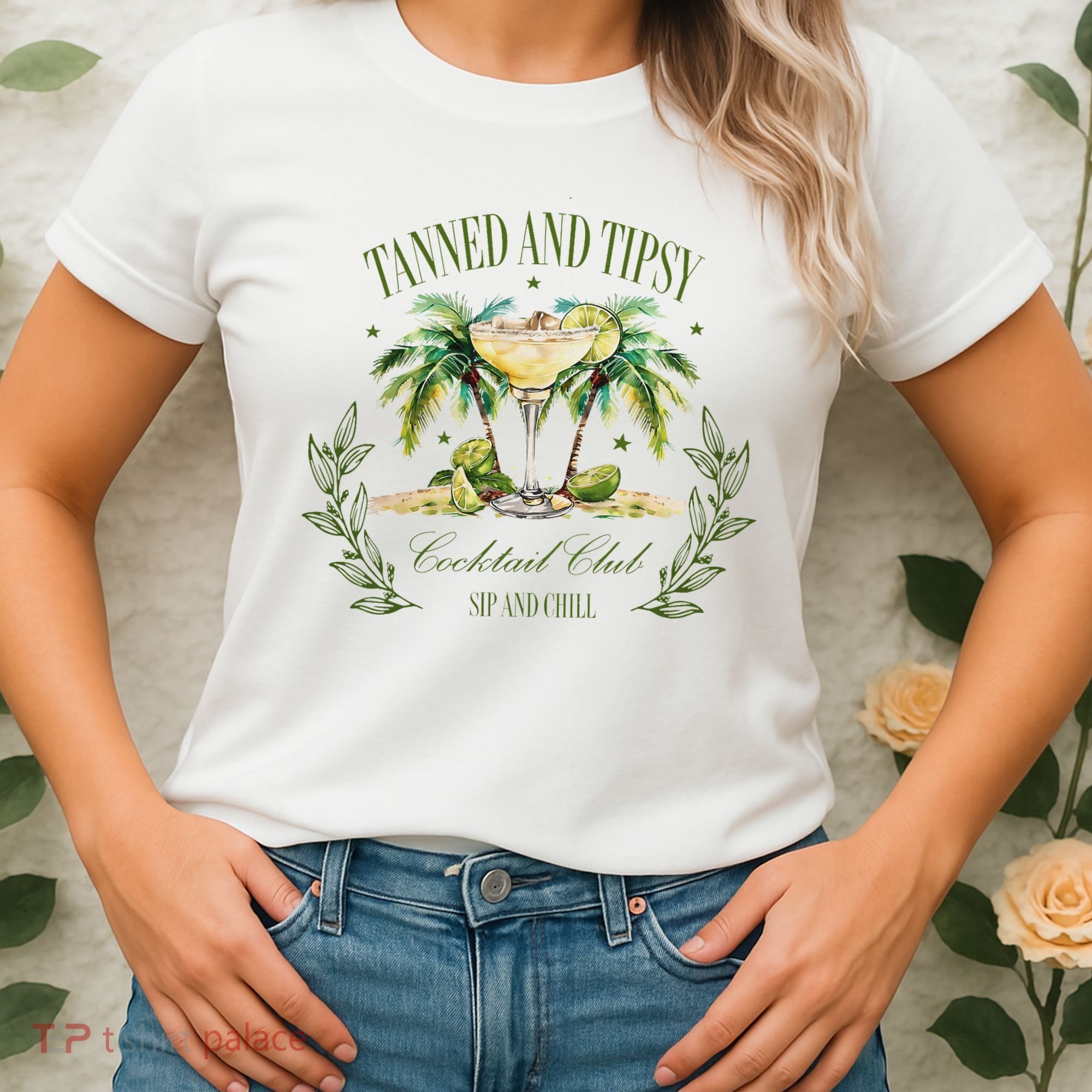 Tanned & Tipsy Cocktail Club Sip & Chill Summer Hawaii Beach Women's T-Shirt