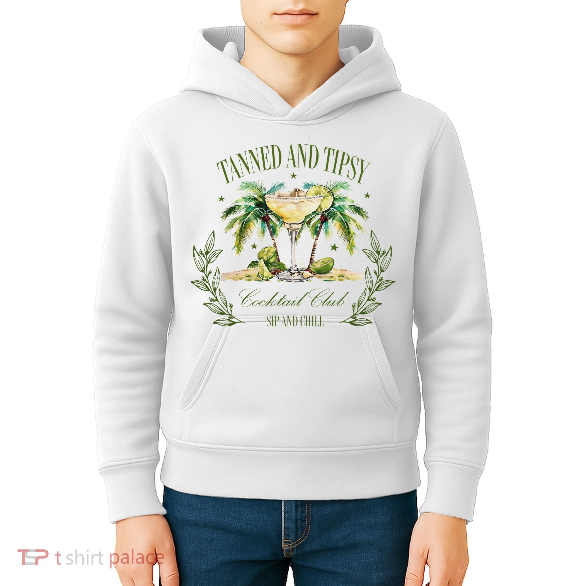 Tanned & Tipsy Cocktail Club Sip & Chill Summer Hawaii Beach Kids Hoodie