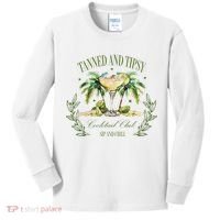 Tanned & Tipsy Cocktail Club Sip & Chill Summer Hawaii Beach Kids Long Sleeve Shirt thumb 0