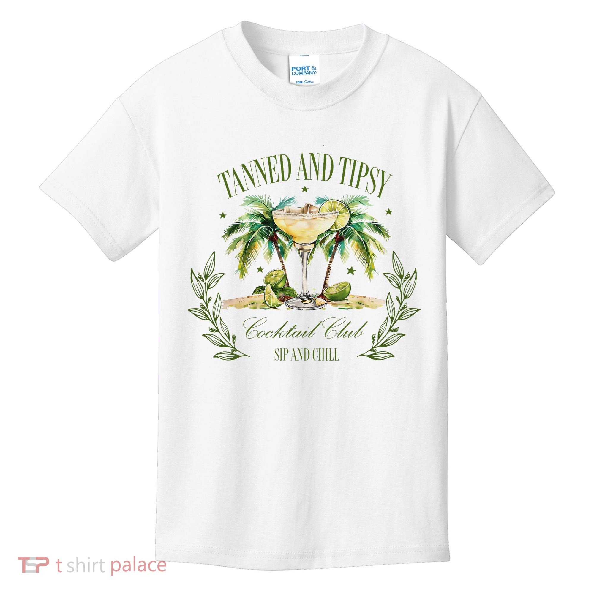 Tanned & Tipsy Cocktail Club Sip & Chill Summer Hawaii Beach Kids T-Shirt