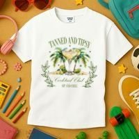 Tanned & Tipsy Cocktail Club Sip & Chill Summer Hawaii Beach Kids T-Shirt thumb 3