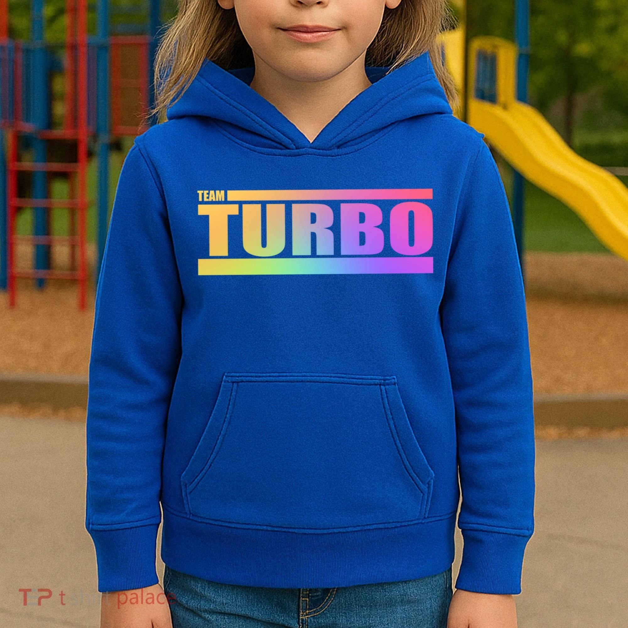 Team Turbo Challenge (Rainbow) Racing Great Gift Kids Hoodie