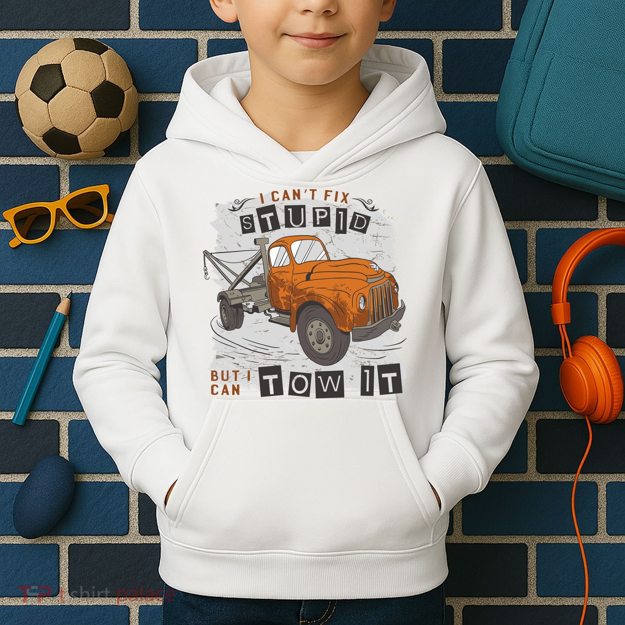 Tow Truck Driver I Can't Fix Stupid But I Can Tow It Kids Hoodie