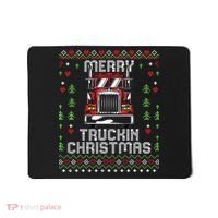 Trucker Truck Driver Ugly Xmas Merry Trucking Christmas Mousepad thumb 0