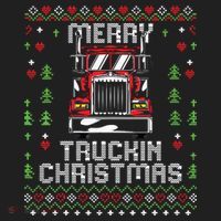 Trucker Truck Driver Ugly Xmas Merry Trucking Christmas Golf Towel thumb 3
