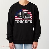 Trucker Truck Driver American Flag Trucker Women's Sweatshirt thumb 0