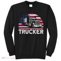 Trucker Truck Driver American Flag Trucker Sweatshirt thumb 0