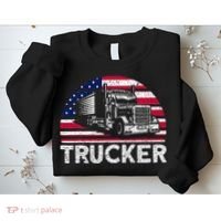 Trucker Truck Driver American Flag Trucker Sweatshirt thumb 2
