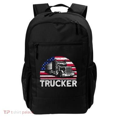Trucker Truck Driver American Flag Trucker Backpack