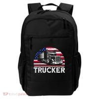 Trucker Truck Driver American Flag Trucker Backpack thumb 0