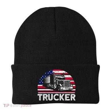 Trucker Truck Driver American Flag Trucker Beanie