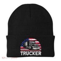 Trucker Truck Driver American Flag Trucker Beanie thumb 0
