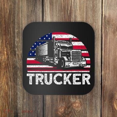 Trucker Truck Driver American Flag Trucker Coaster