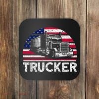 Trucker Truck Driver American Flag Trucker Coaster thumb 0