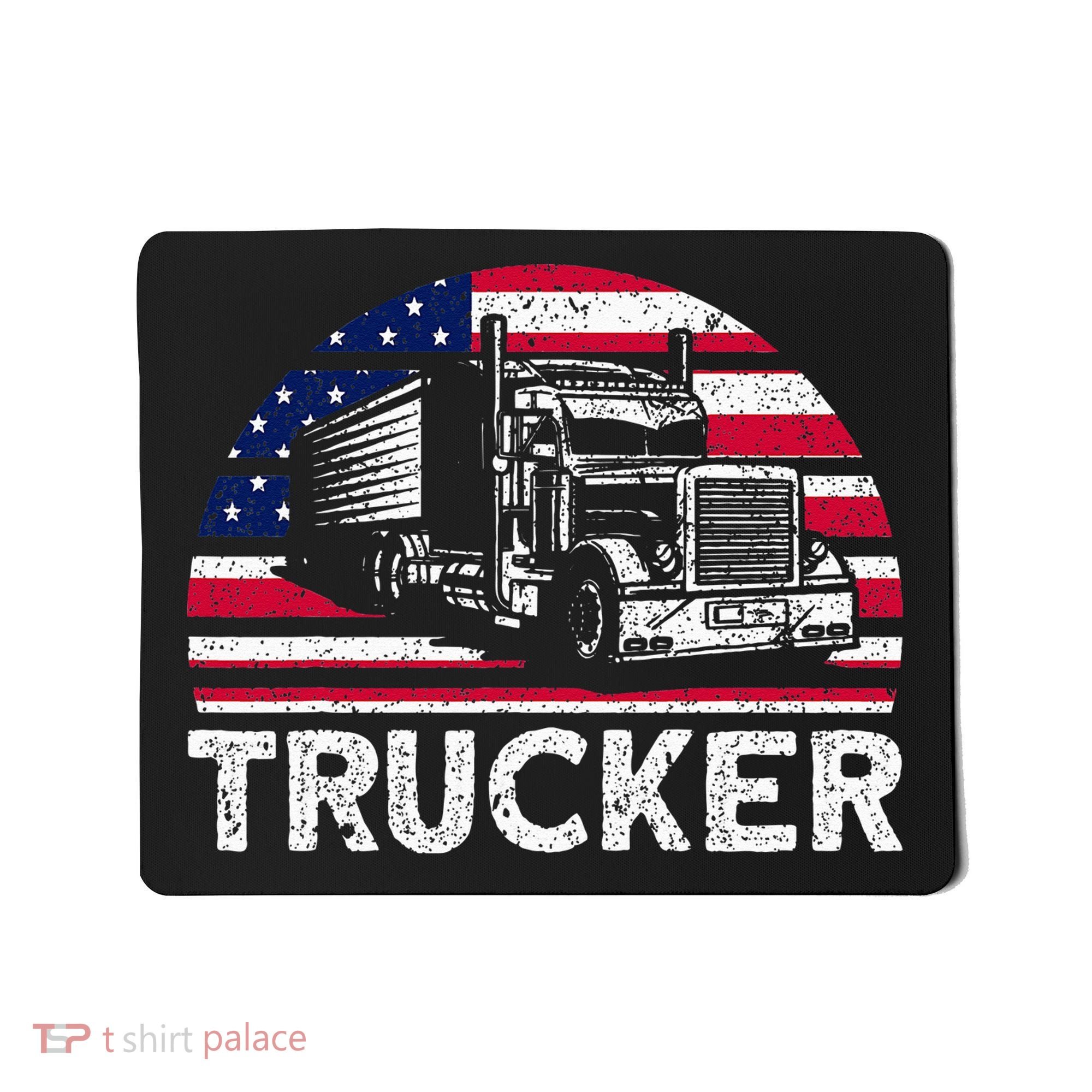 Trucker Truck Driver American Flag Trucker Mousepad
