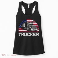 Trucker Truck Driver American Flag Trucker Women's Tank Top thumb 0