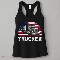 Trucker Truck Driver American Flag Trucker Women's Tank Top thumb 3