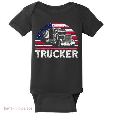 Trucker Truck Driver American Flag Trucker Baby Bodysuit
