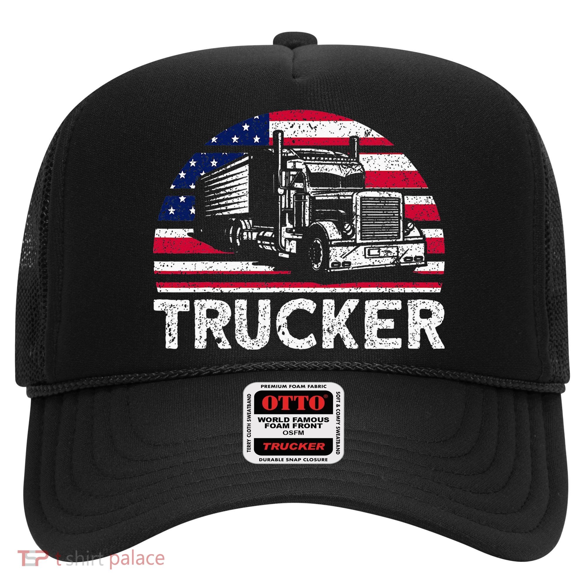 Trucker Truck Driver American Flag Trucker Hat