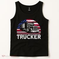 Trucker Truck Driver American Flag Trucker Tank Top thumb 2