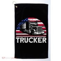Trucker Truck Driver American Flag Trucker Golf Towel thumb 0