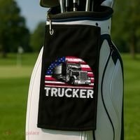 Trucker Truck Driver American Flag Trucker Golf Towel thumb 2