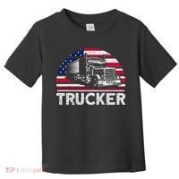 Trucker Truck Driver American Flag Trucker Toddler T-Shirt thumb 0