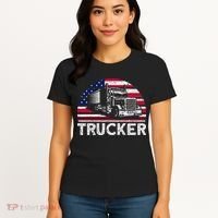 Trucker Truck Driver American Flag Trucker Women's T-Shirt thumb 4