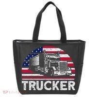 Trucker Truck Driver American Flag Trucker Tote Bag thumb 0
