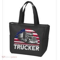 Trucker Truck Driver American Flag Trucker Tote Bag thumb 3