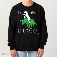 To The Disco Magical Unicorn Dinosaur Retro 80s Party Women's Sweatshirt thumb 0