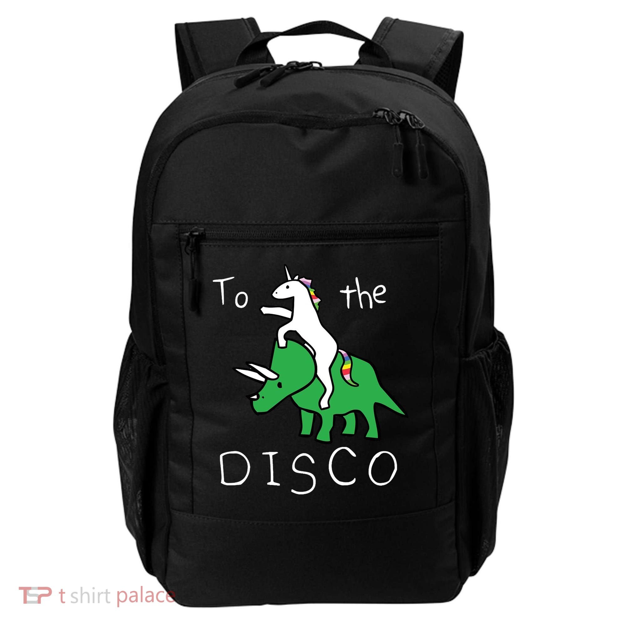 To The Disco Magical Unicorn Dinosaur Retro 80s Party Backpack