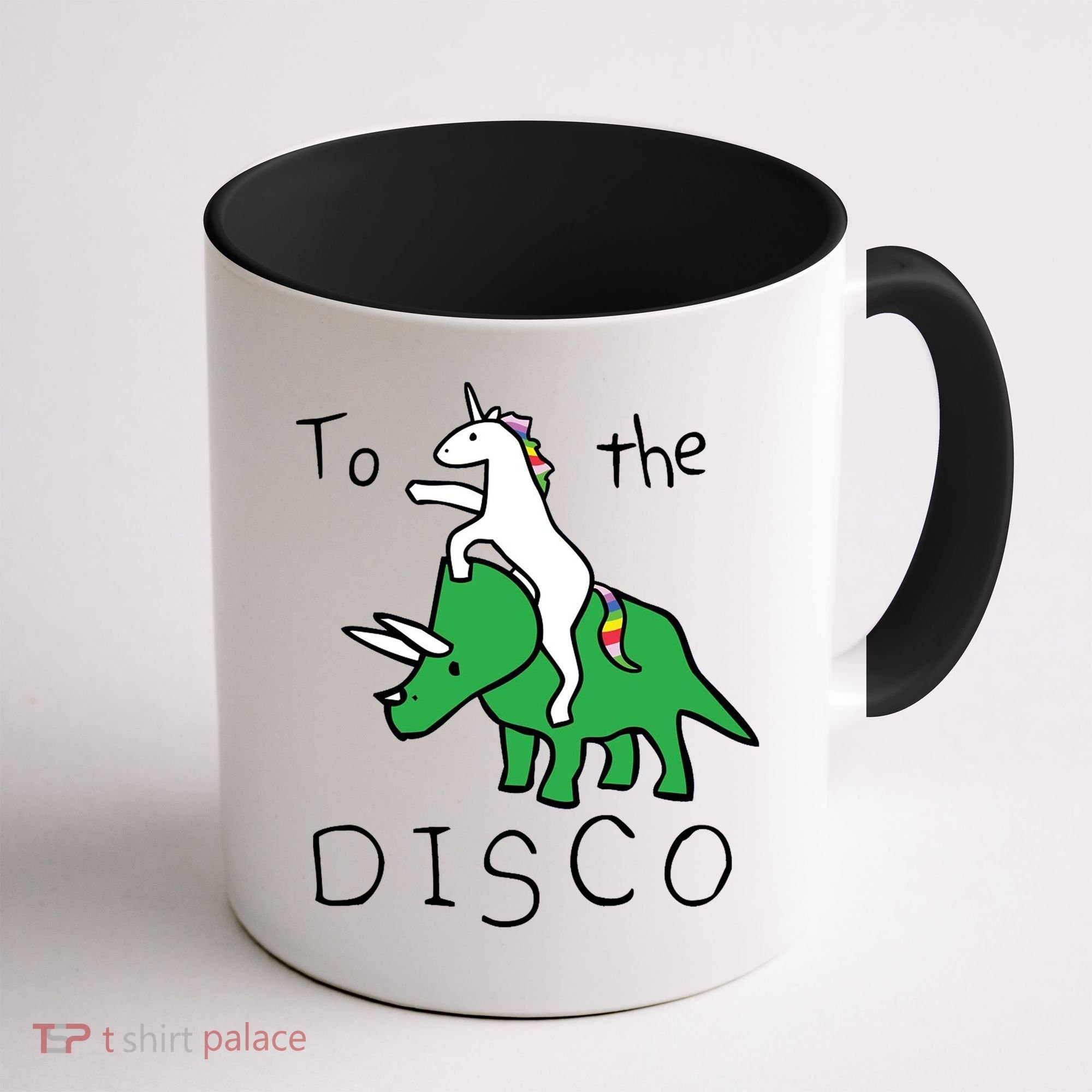 To The Disco Magical Unicorn Dinosaur Retro 80s Party Coffee Mug