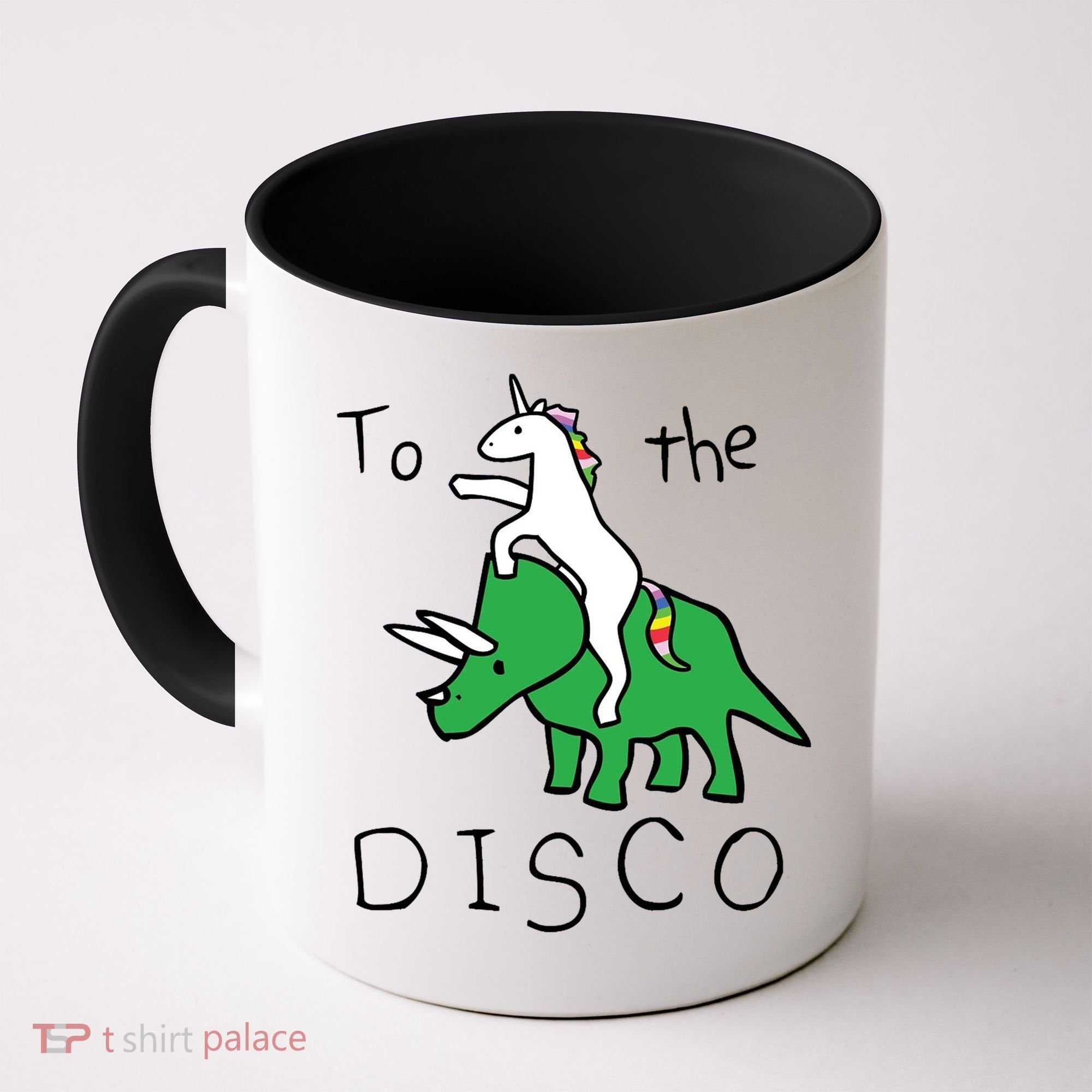 To The Disco Magical Unicorn Dinosaur Retro 80s Party Coffee Mug