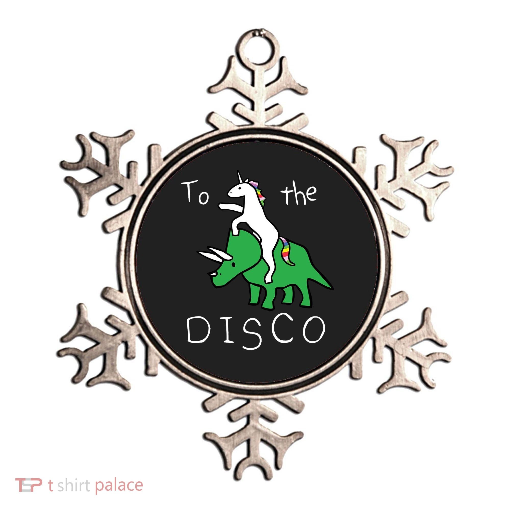 To The Disco Magical Unicorn Dinosaur Retro 80s Party Ornament