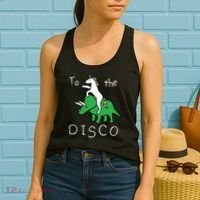 To The Disco Magical Unicorn Dinosaur Retro 80s Party Women's Tank Top thumb 2