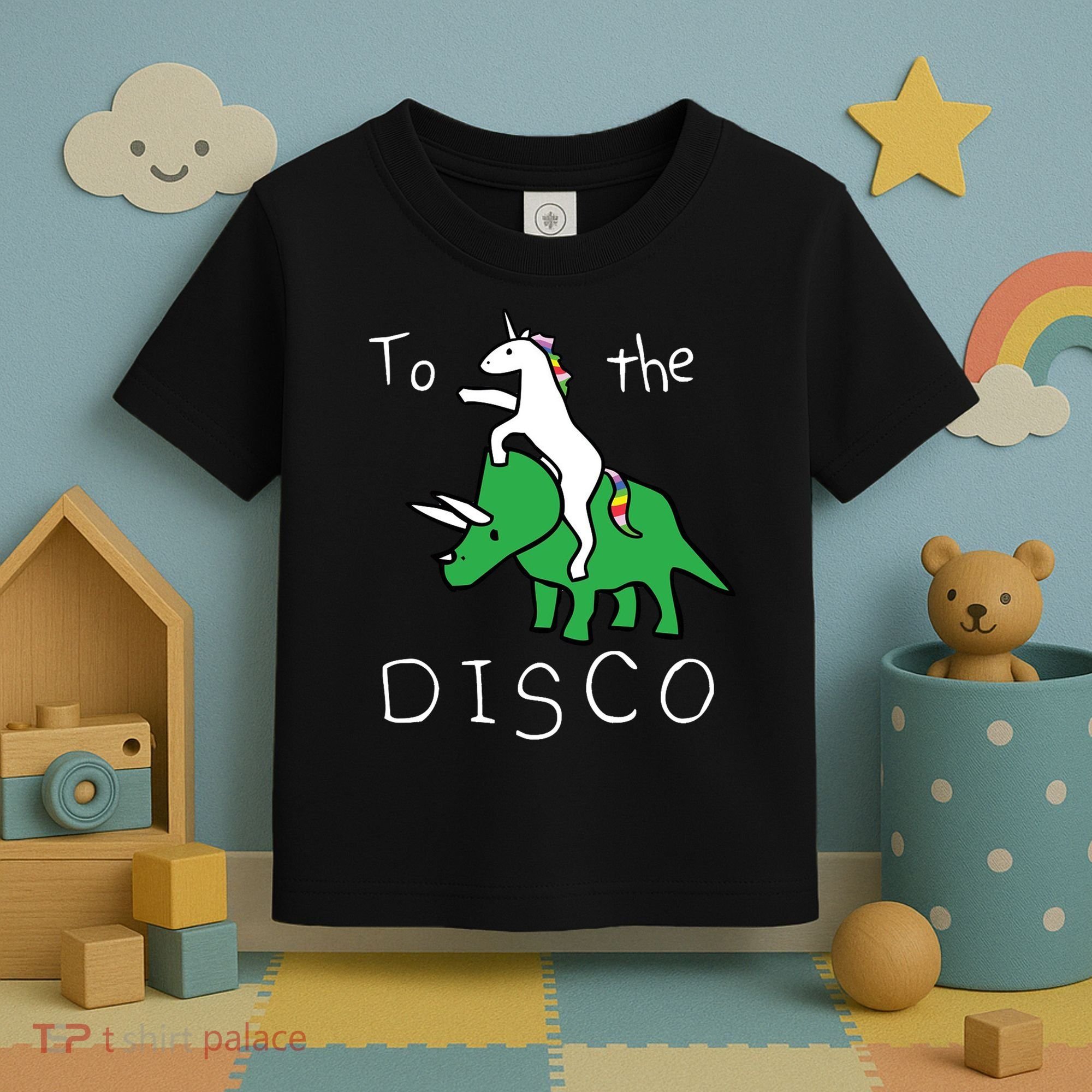 To The Disco Magical Unicorn Dinosaur Retro 80s Party Toddler T-Shirt