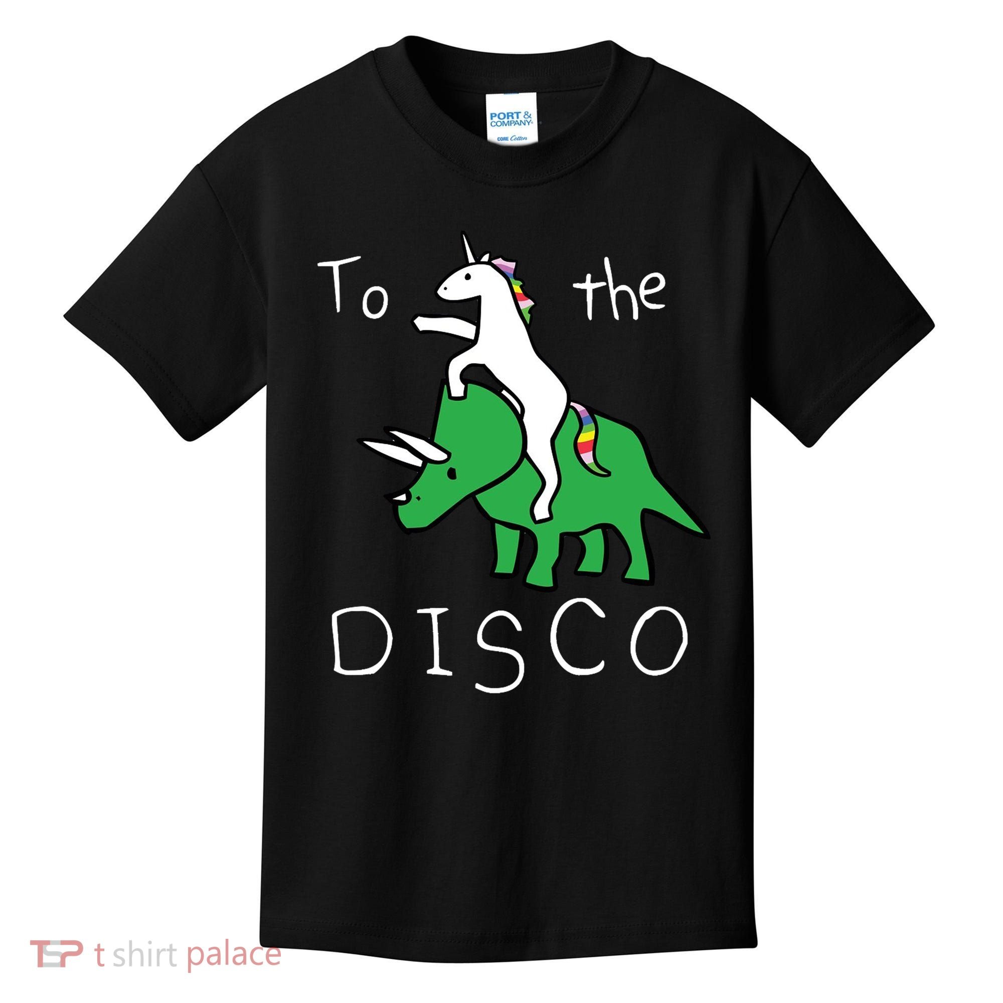 To The Disco Magical Unicorn Dinosaur Retro 80s Party Kids T-Shirt