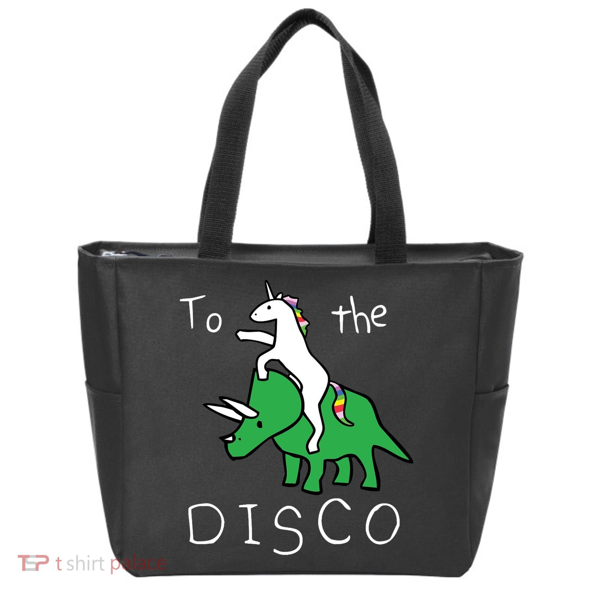 To The Disco Magical Unicorn Dinosaur Retro 80s Party Tote Bag