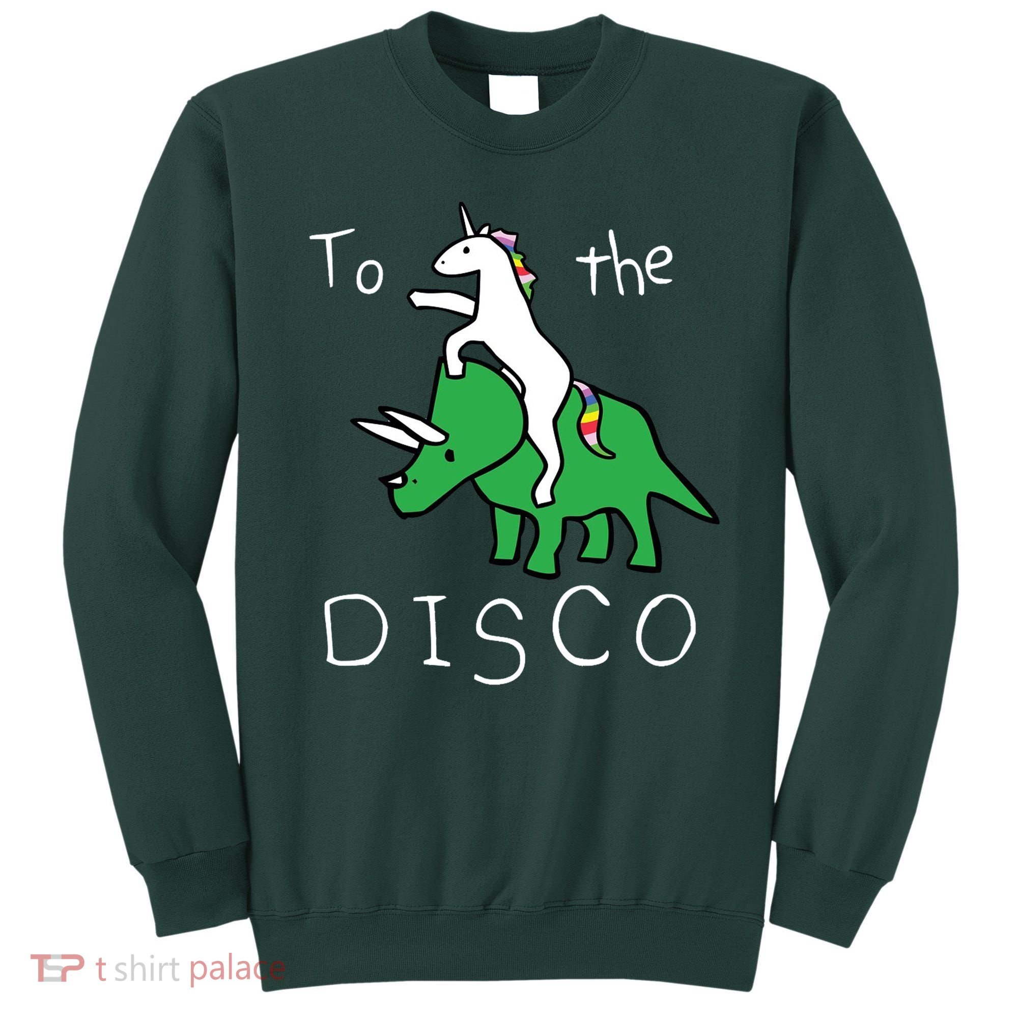 To The Disco Magical Unicorn Dinosaur Retro 80s Party Sweatshirt