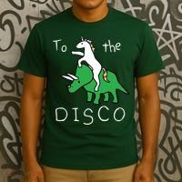 To The Disco Magical Unicorn Dinosaur Retro 80s Party T-Shirt thumb 3