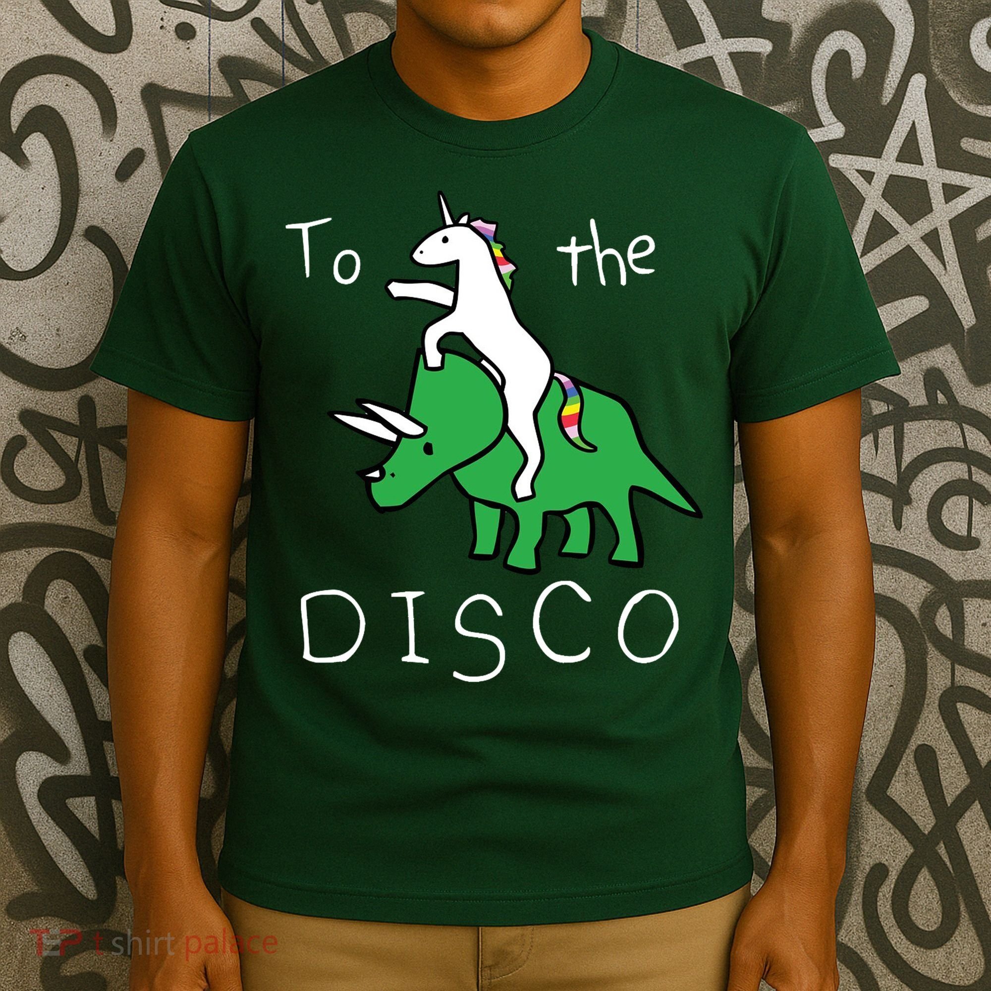 To The Disco Magical Unicorn Dinosaur Retro 80s Party T-Shirt